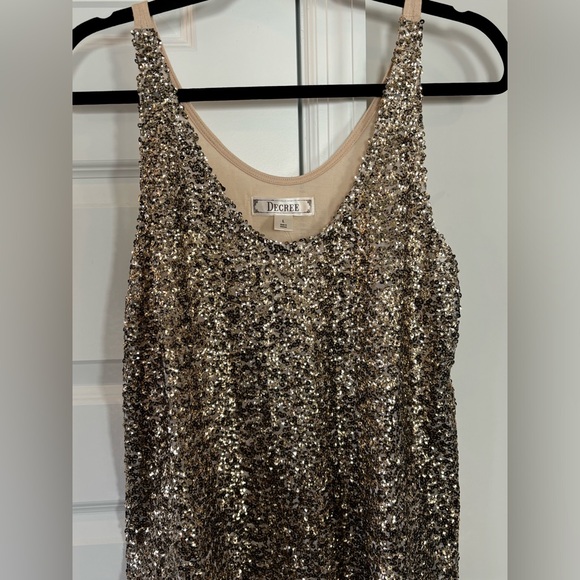 Large Decree gold cotton tank with sequins front - Picture 2 of 3